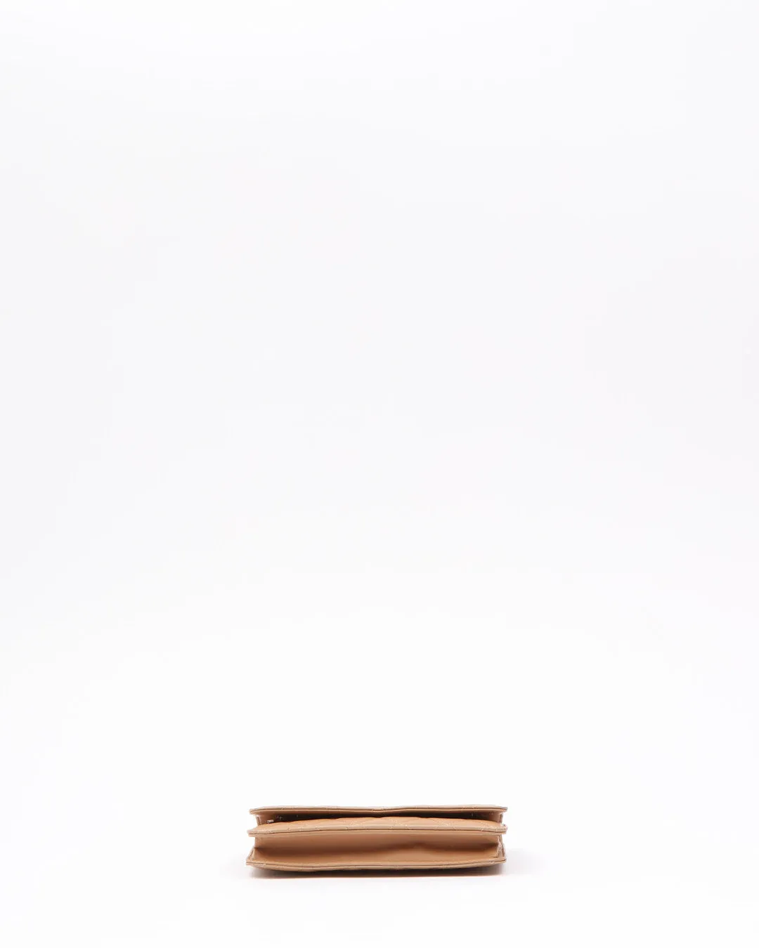Chanel Dark Beige CC Timeless Quilted Lambskin Leather Wallet On Chain