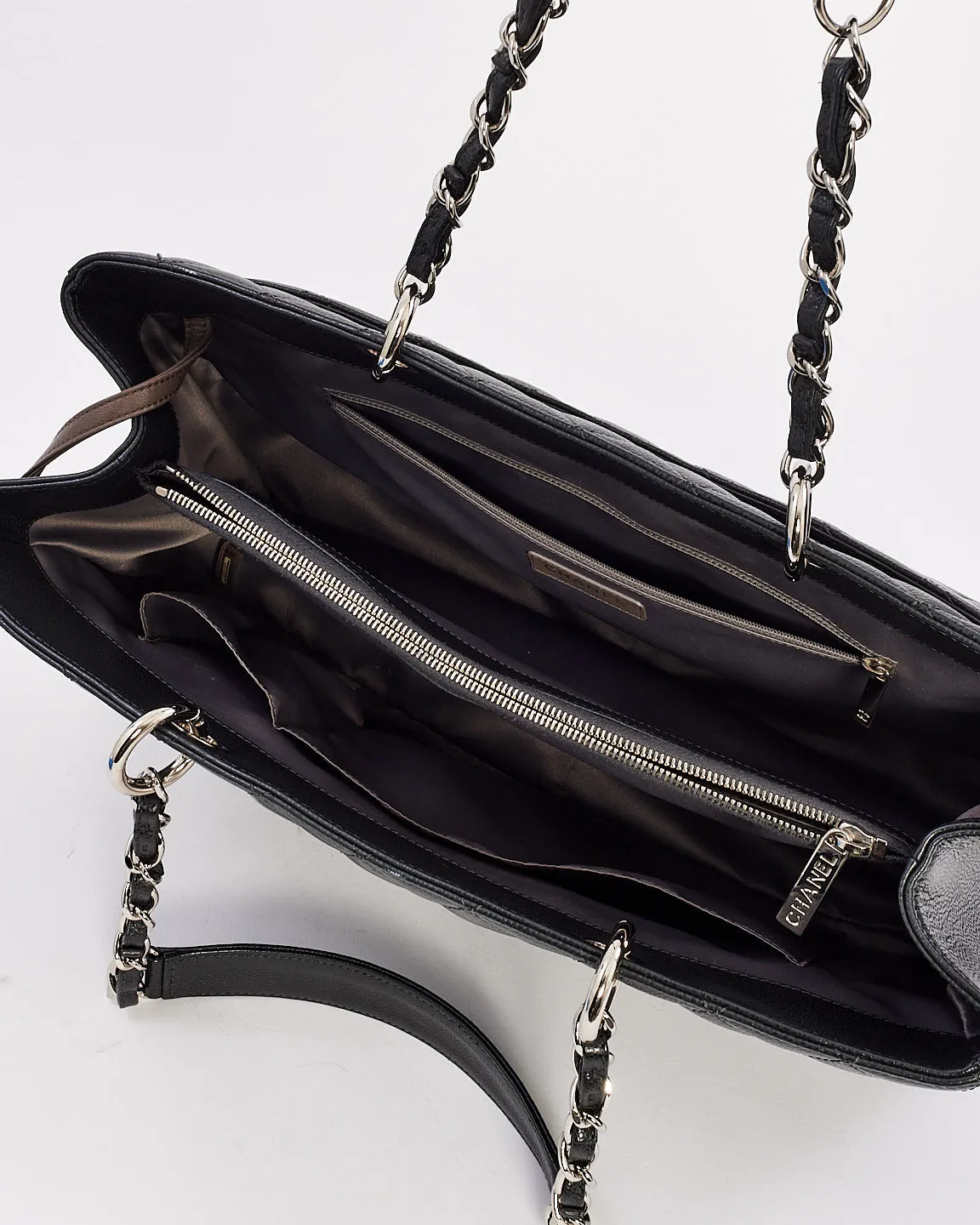 Chanel Dark Grey Caviar Leather XL Grand Shopping Tote