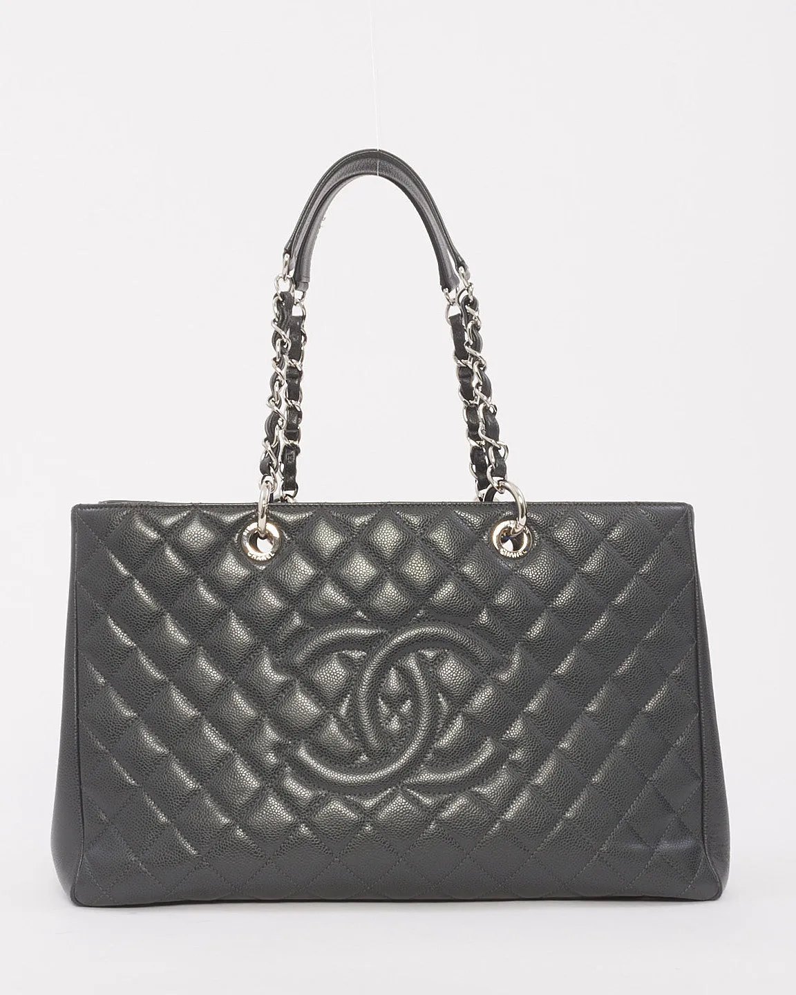 Chanel Dark Grey Caviar Leather XL Grand Shopping Tote