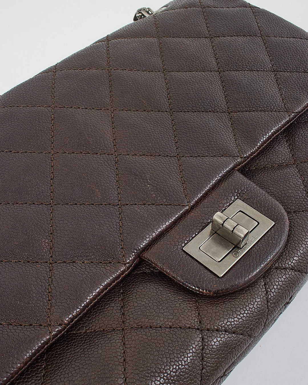 Chanel Plum Quilted Caviar Leather 2.55 Reissue 227 Double Flap Bag