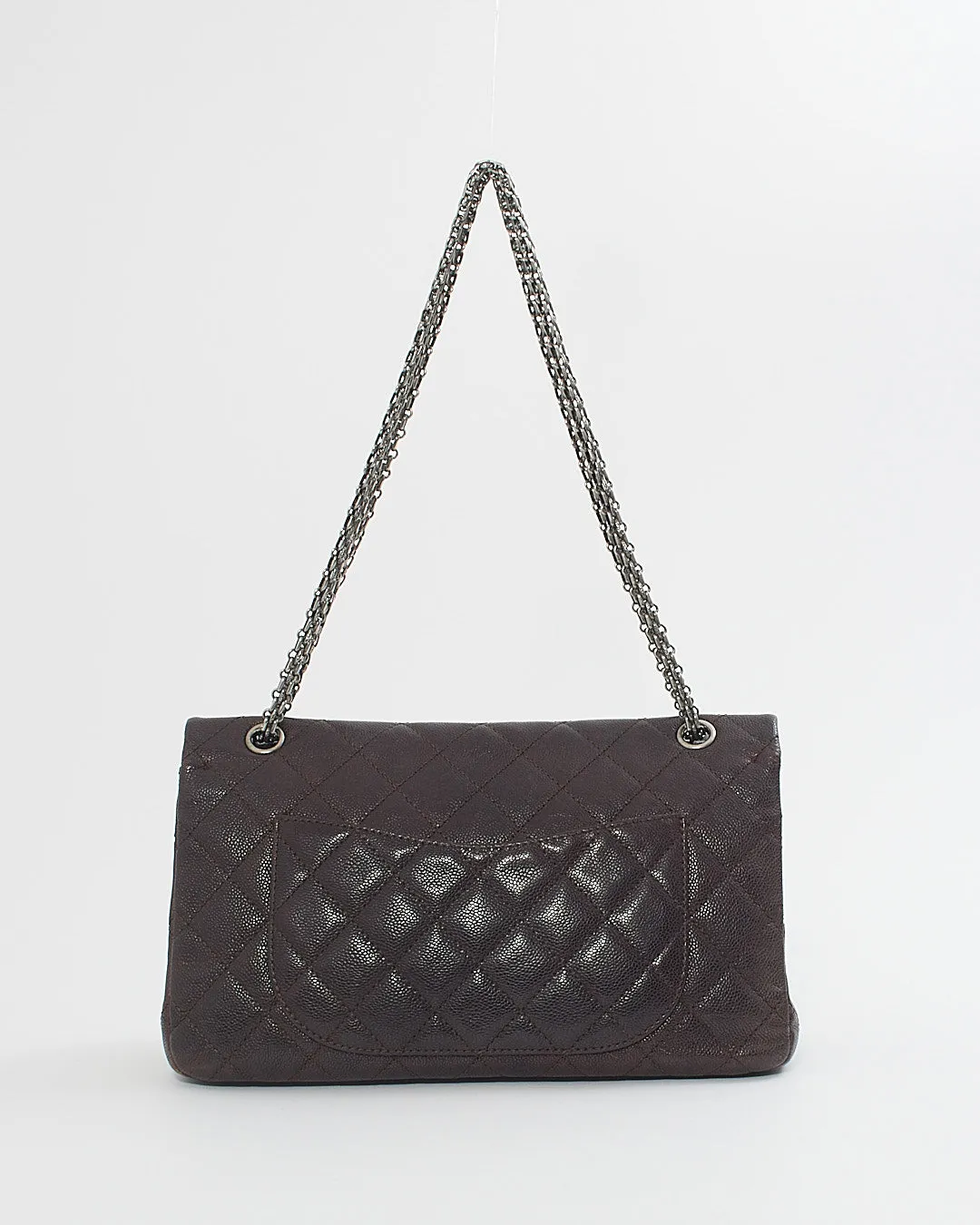 Chanel Plum Quilted Caviar Leather 2.55 Reissue 227 Double Flap Bag