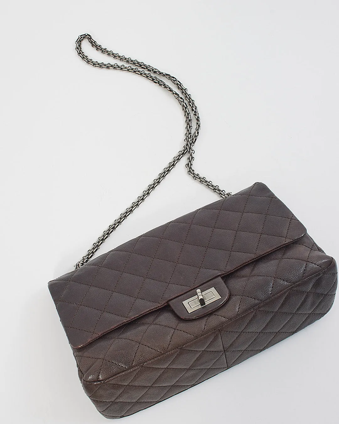 Chanel Plum Quilted Caviar Leather 2.55 Reissue 227 Double Flap Bag