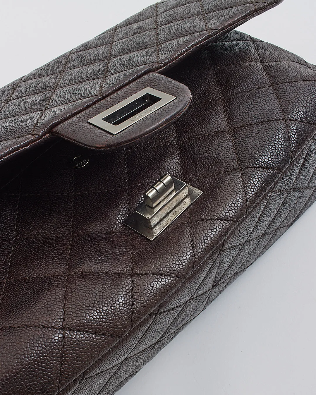 Chanel Plum Quilted Caviar Leather 2.55 Reissue 227 Double Flap Bag