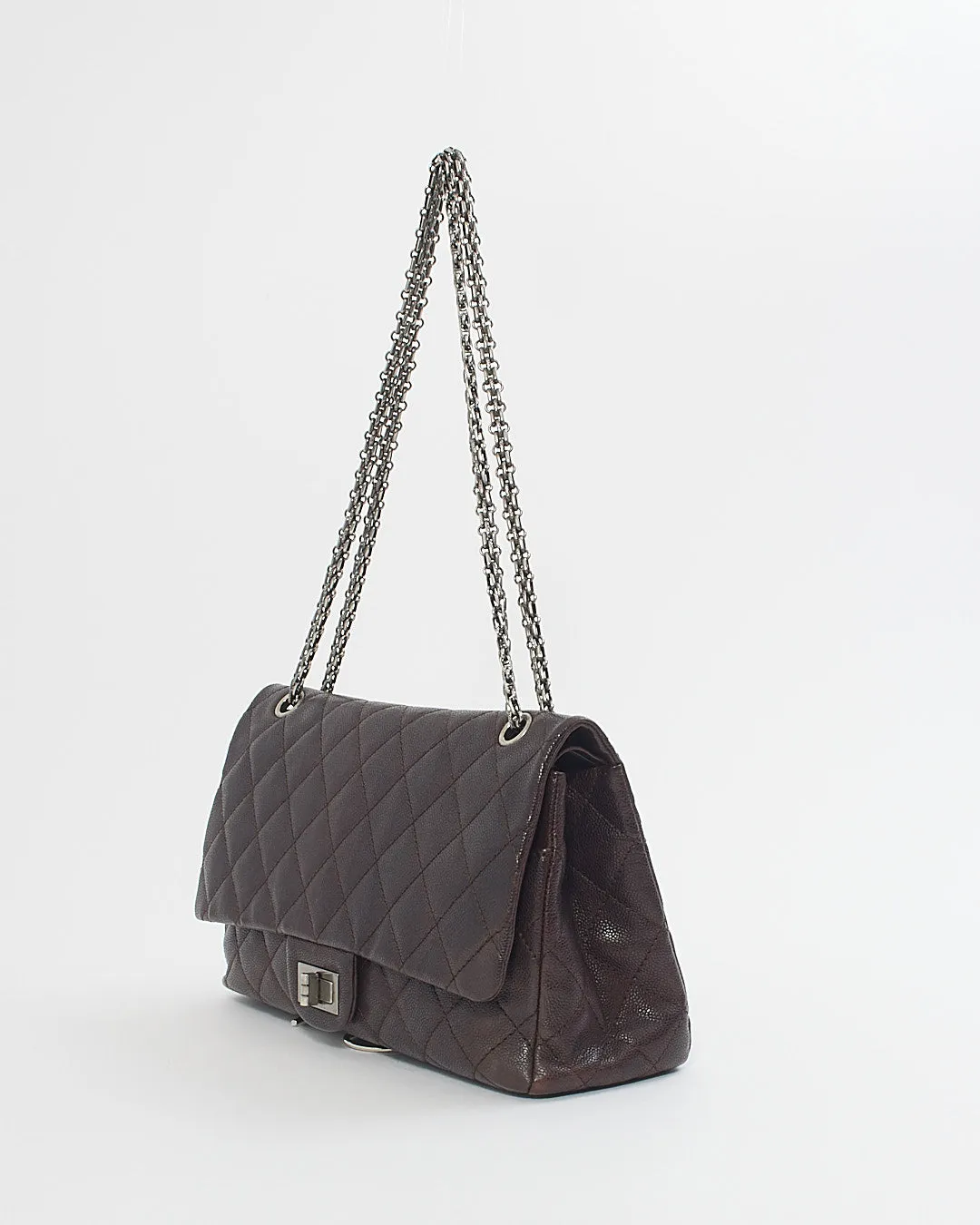 Chanel Plum Quilted Caviar Leather 2.55 Reissue 227 Double Flap Bag