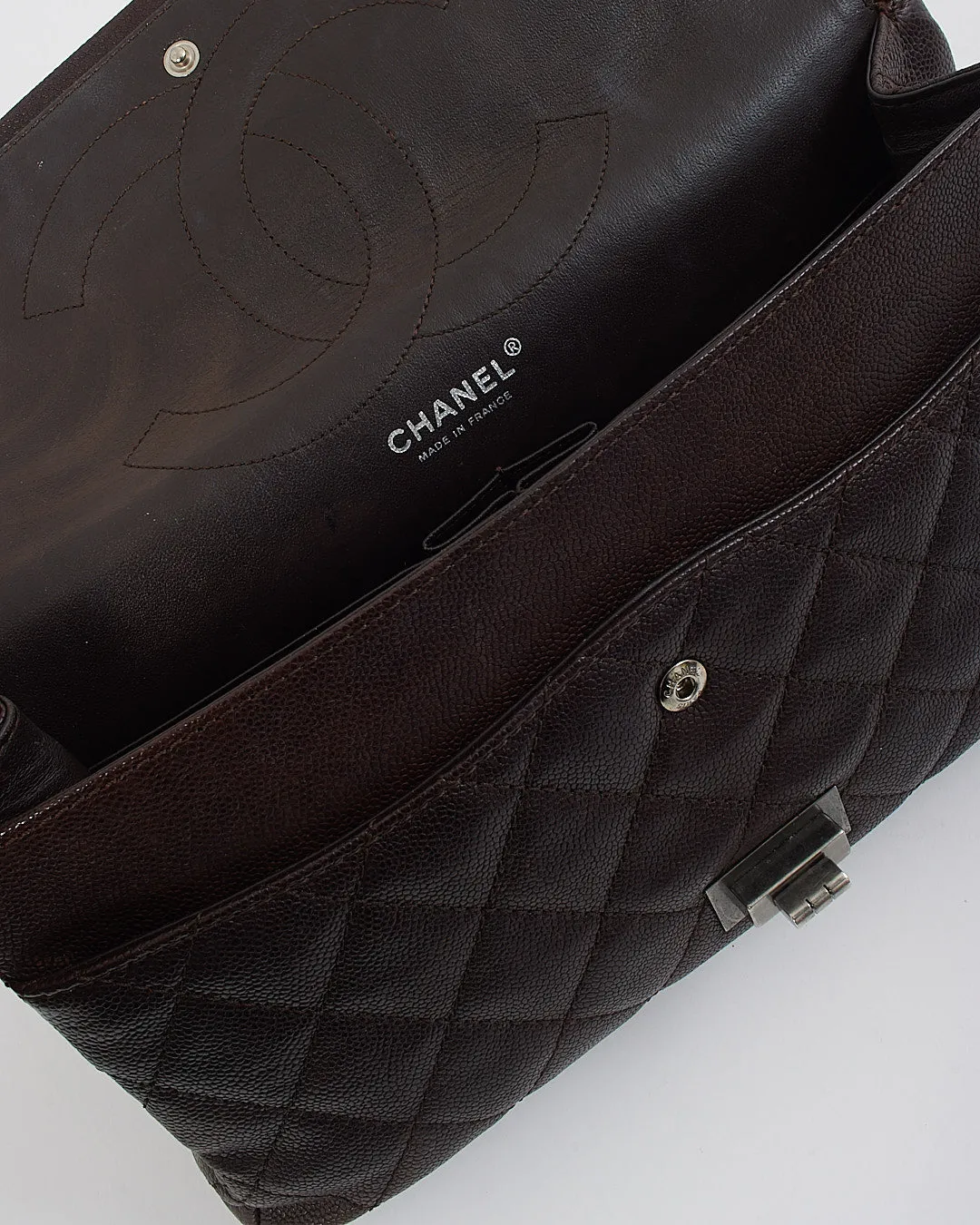 Chanel Plum Quilted Caviar Leather 2.55 Reissue 227 Double Flap Bag