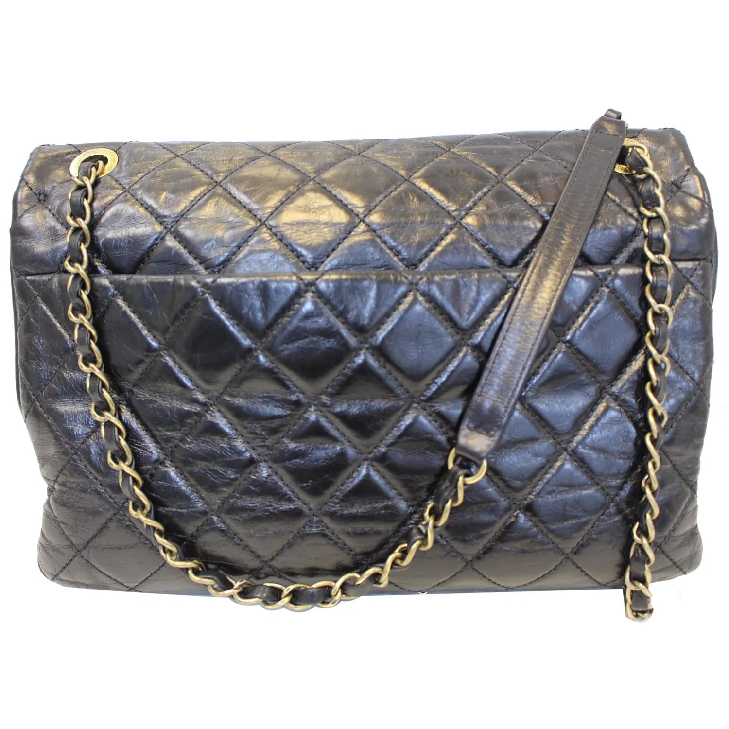 CHANEL Urban Mix Flap Calfskin Python Shoulder Bag Black
