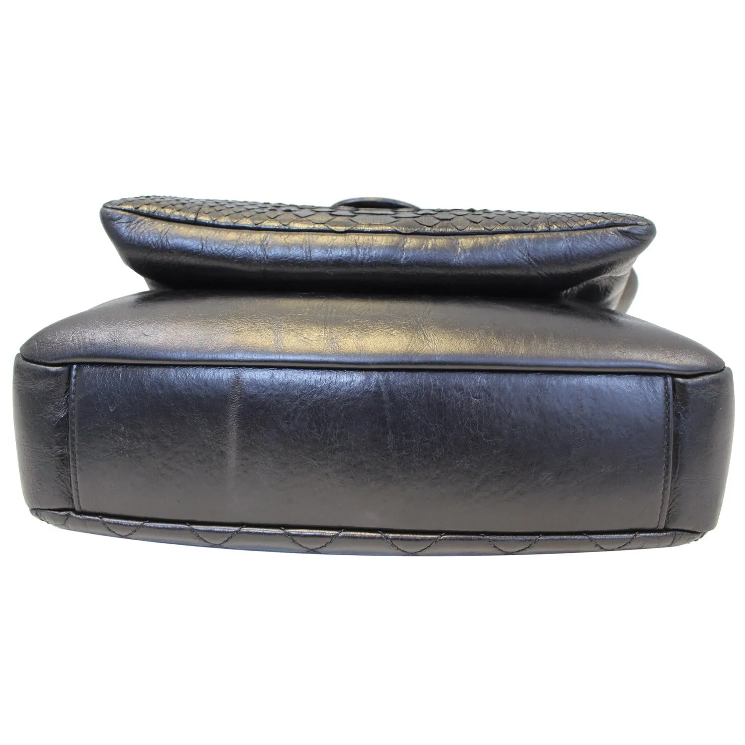 CHANEL Urban Mix Flap Calfskin Python Shoulder Bag Black
