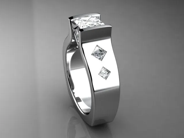 Channel Set Princess Diamond Engagement Ring With Princess Accents