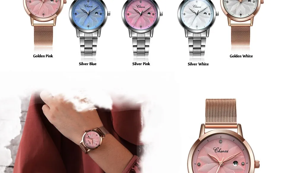 CHENXI Women Watch Simple Rose Gold Quartz Clock Ladies Waterproof Stainless Steel Watches Lady Luxury Brand Wrist Watch Clock