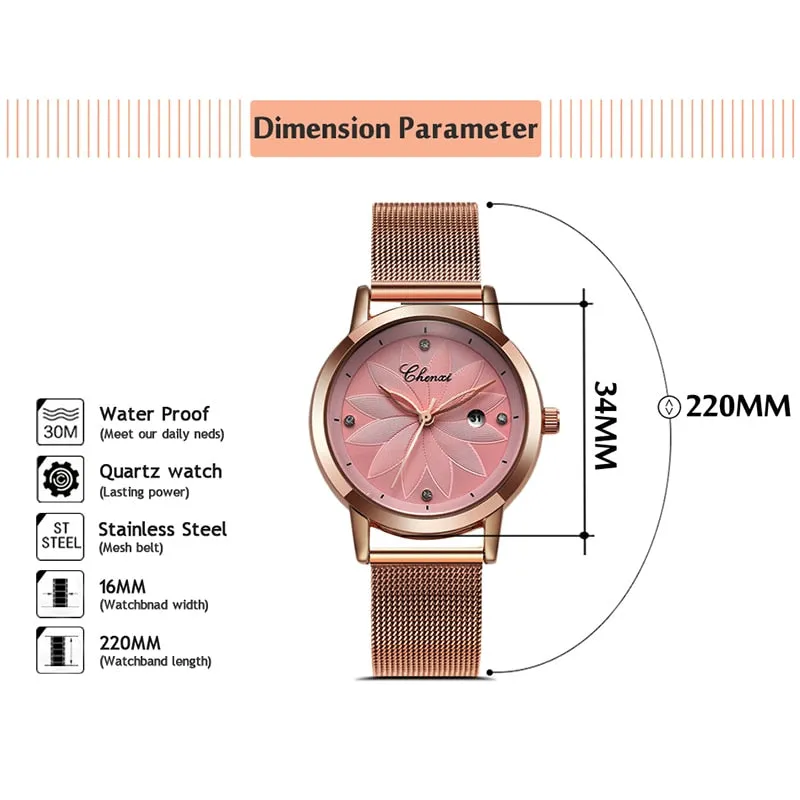 CHENXI Women Watch Simple Rose Gold Quartz Clock Ladies Waterproof Stainless Steel Watches Lady Luxury Brand Wrist Watch Clock