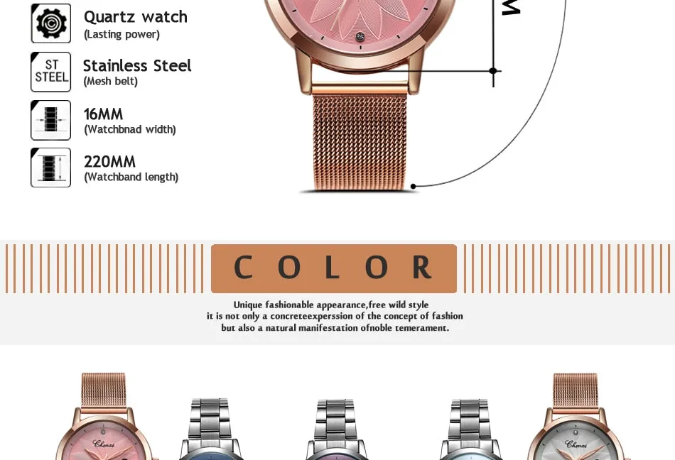CHENXI Women Watch Simple Rose Gold Quartz Clock Ladies Waterproof Stainless Steel Watches Lady Luxury Brand Wrist Watch Clock
