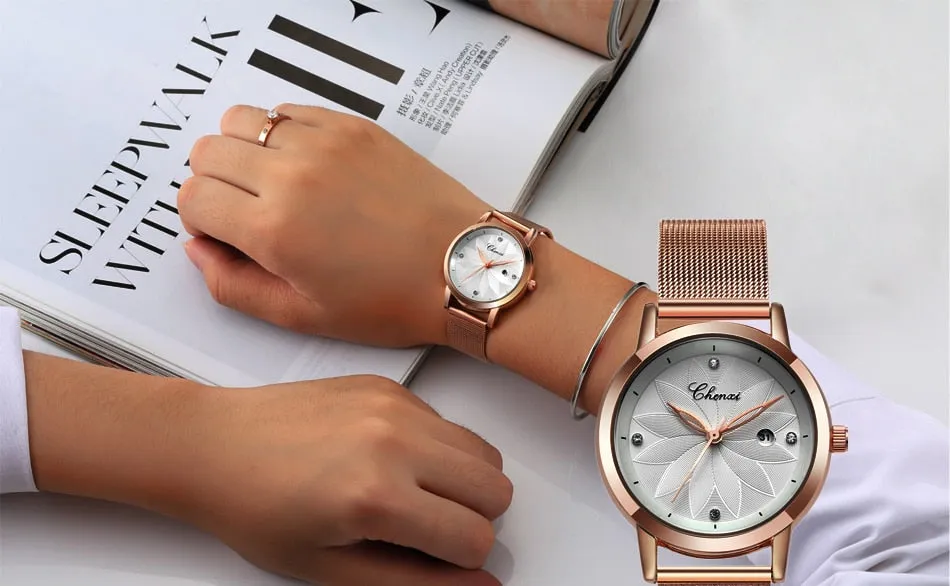 CHENXI Women Watch Simple Rose Gold Quartz Clock Ladies Waterproof Stainless Steel Watches Lady Luxury Brand Wrist Watch Clock