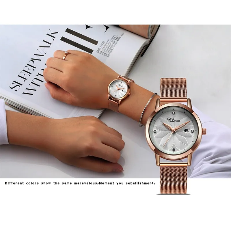 CHENXI Women Watch Simple Rose Gold Quartz Clock Ladies Waterproof Stainless Steel Watches Lady Luxury Brand Wrist Watch Clock