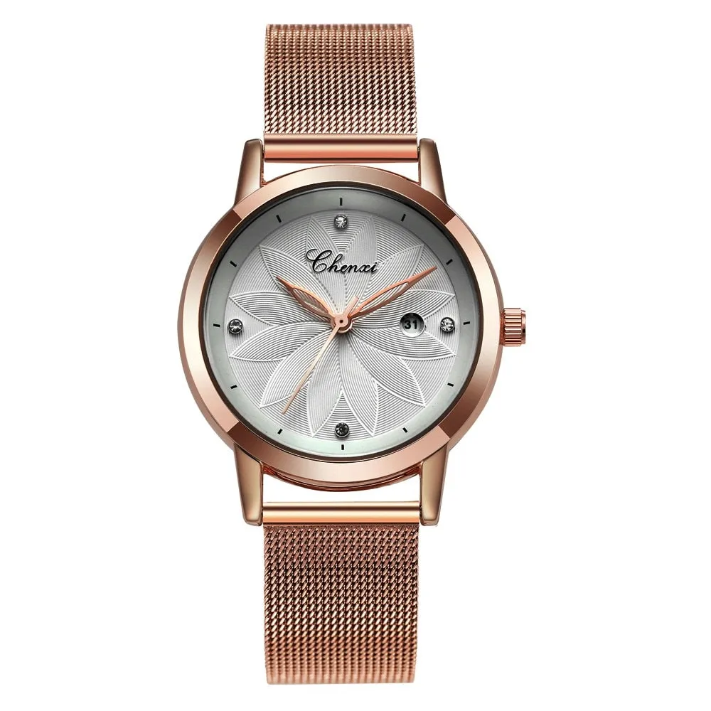 CHENXI Women Watch Simple Rose Gold Quartz Clock Ladies Waterproof Stainless Steel Watches Lady Luxury Brand Wrist Watch Clock
