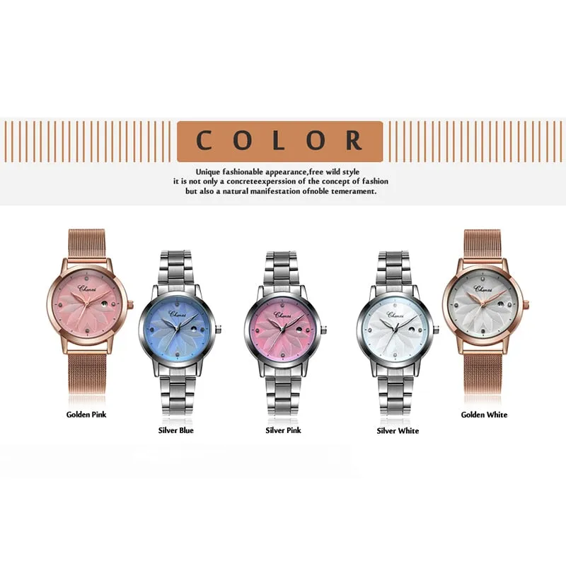 CHENXI Women Watch Simple Rose Gold Quartz Clock Ladies Waterproof Stainless Steel Watches Lady Luxury Brand Wrist Watch Clock