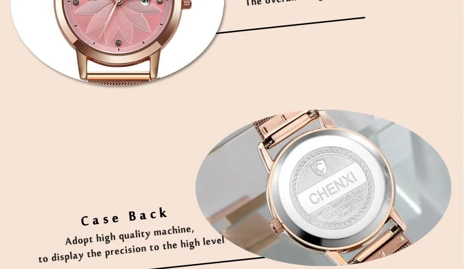 CHENXI Women Watch Simple Rose Gold Quartz Clock Ladies Waterproof Stainless Steel Watches Lady Luxury Brand Wrist Watch Clock