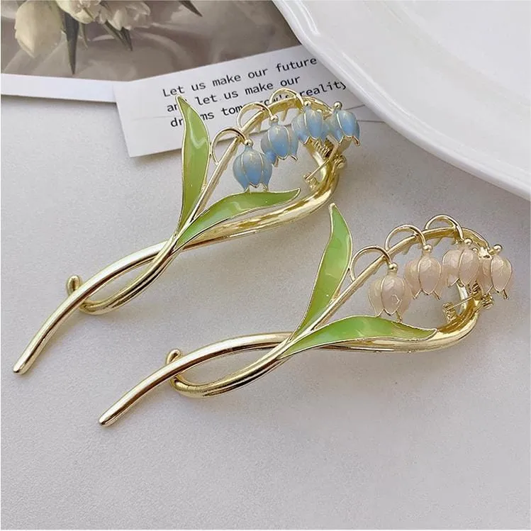 Chic Enamel Bellflower Hair Twist Clip