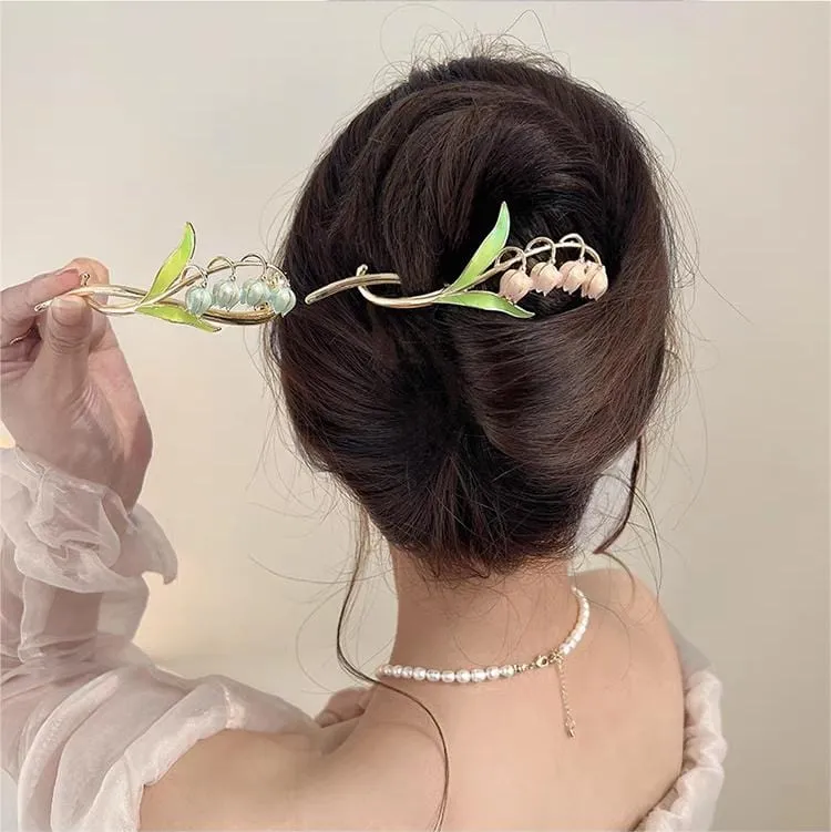 Chic Enamel Bellflower Hair Twist Clip