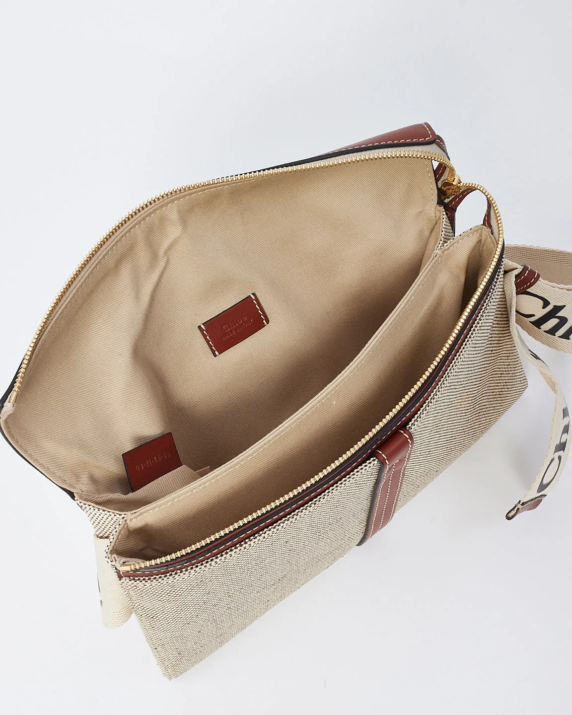 Chloé Beige Canvas Woody Belt Bag