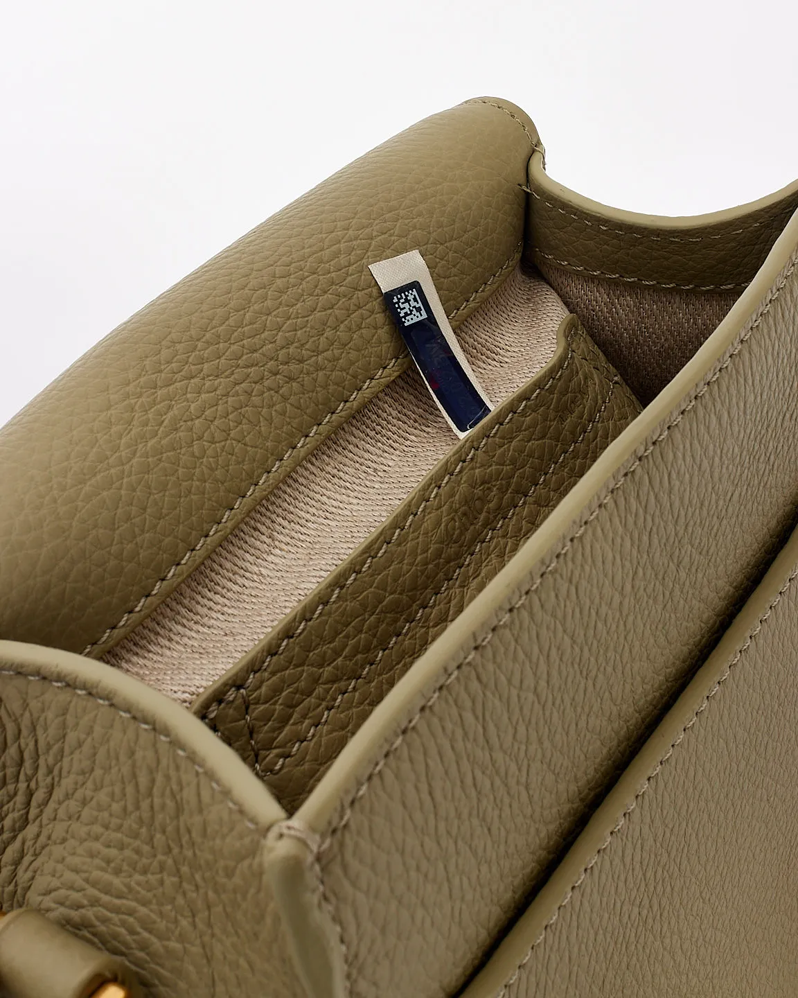 Chloé Faded Green Grained Leather Small Embroidered Marcie Saddle Bag