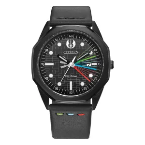 Citizen Jedi Master Mens Eco Drive Stainless Steel Black Dial Black Leather Strap Watch