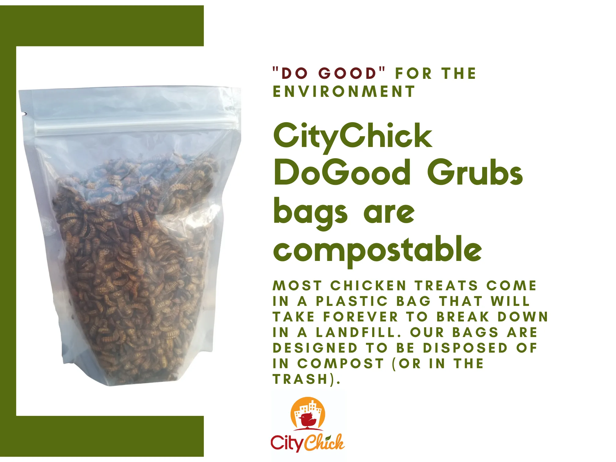CityChick "DoGood" Grubs - 8 oz bag of Dried Black Soldier Fly larvae