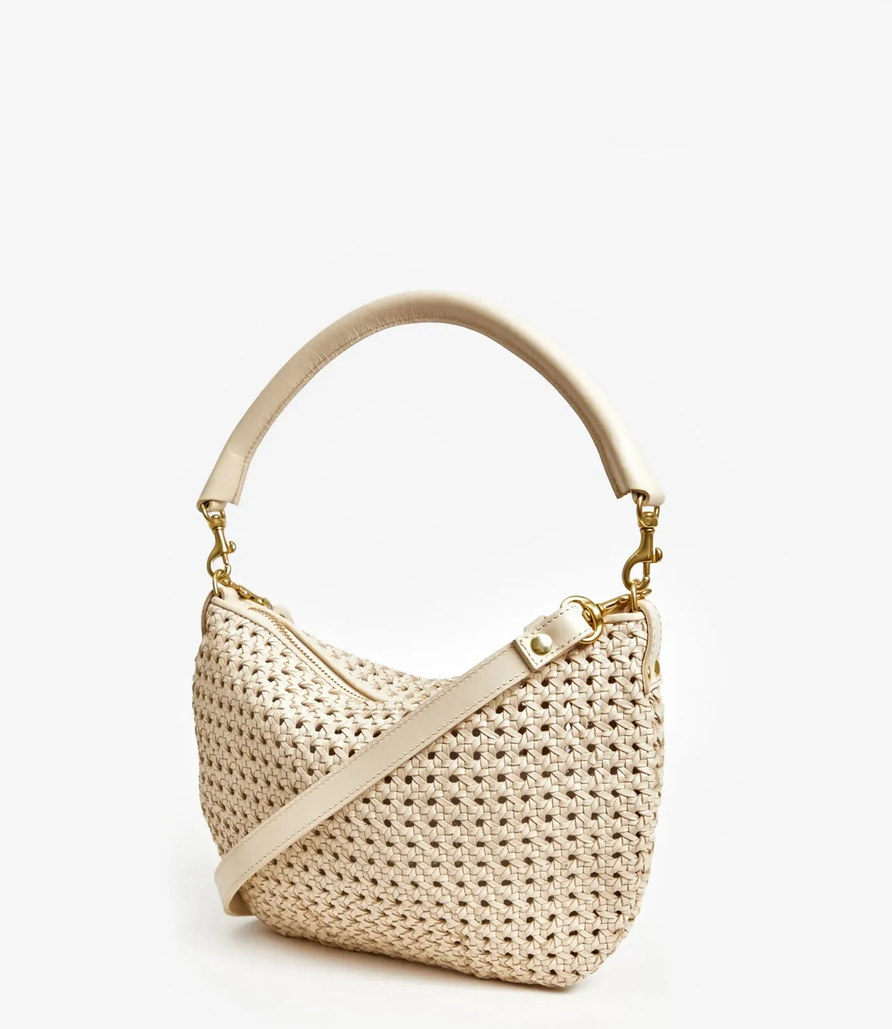 Clare V. Petit Moyen Messenger Cream Rattan