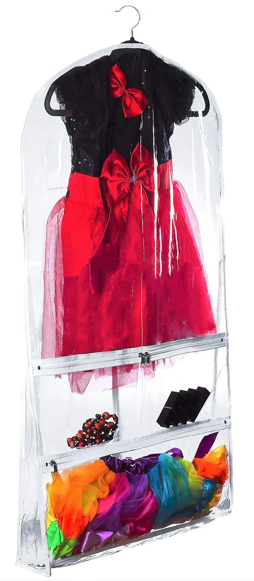 Clear Gusseted Suit Garment Bag 20 inch x 38 inch Dance, Dress, and Costumes Hanging Travel Storage for Clothes, Shoes, and Accessories Water-Resistant Organizer