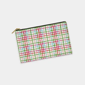 Colorful Brushstroke Plaid Personalized Zipper Pouch