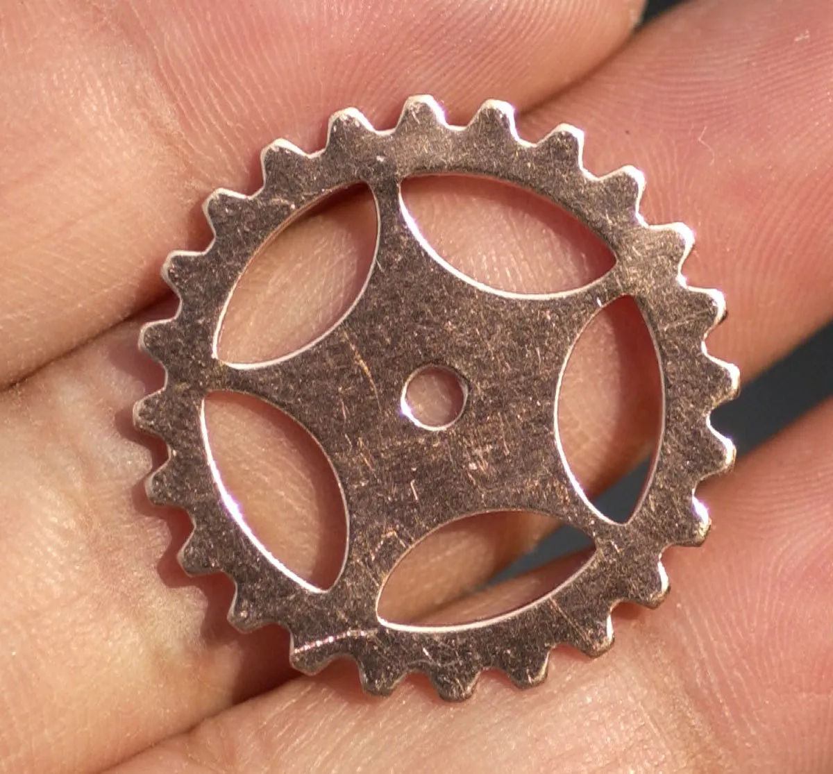 Copper 25mm Gear Cog Blanks Cutout for Enameling Stamping Texturing - 6 pieces