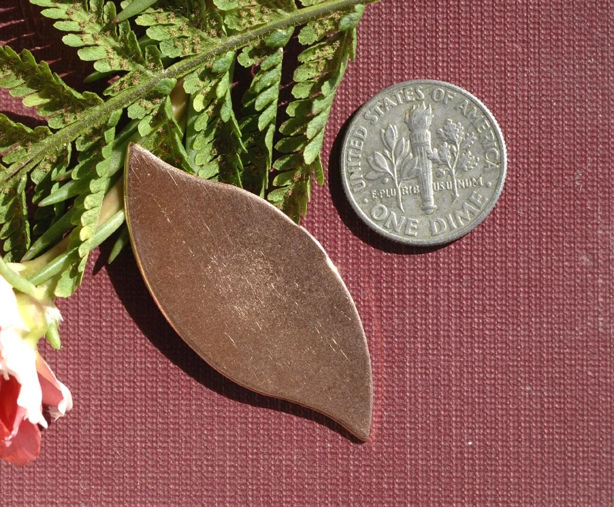 Copper Leaf Shape 48.5mm x 16.4mm Blank Cutout for Enameling Stamping Texturing Variety of Metals- 6 pieces