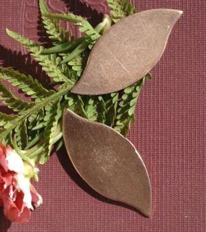 Copper Leaf Shape 48.5mm x 16.4mm Blank Cutout for Enameling Stamping Texturing Variety of Metals- 6 pieces
