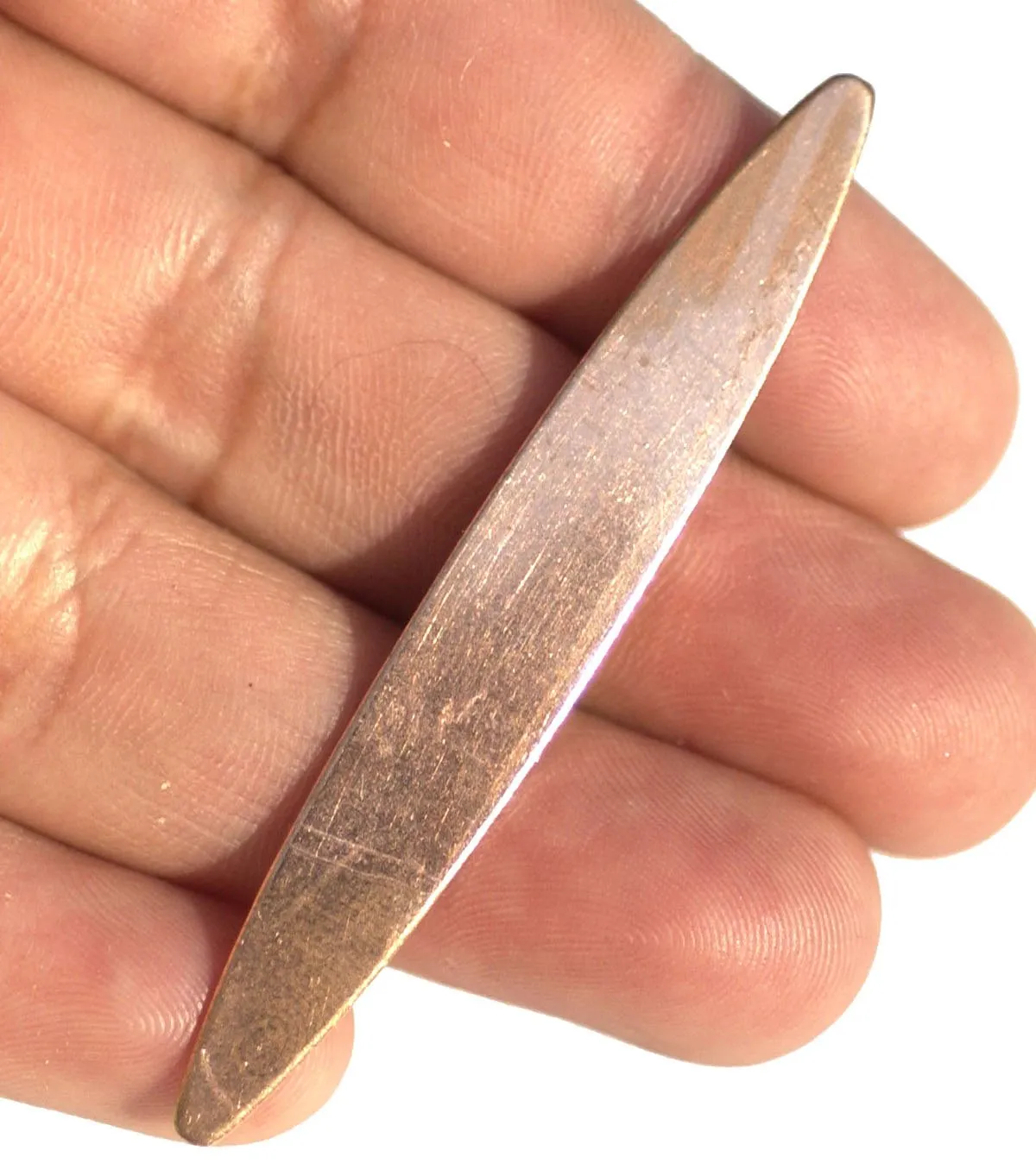 Copper or Brass or Bronze or Nickel Silver Blank LONG Eye 58mm x 8.3mm 24g Shaped for Blanks Enameling Stamping Texturing Soldering