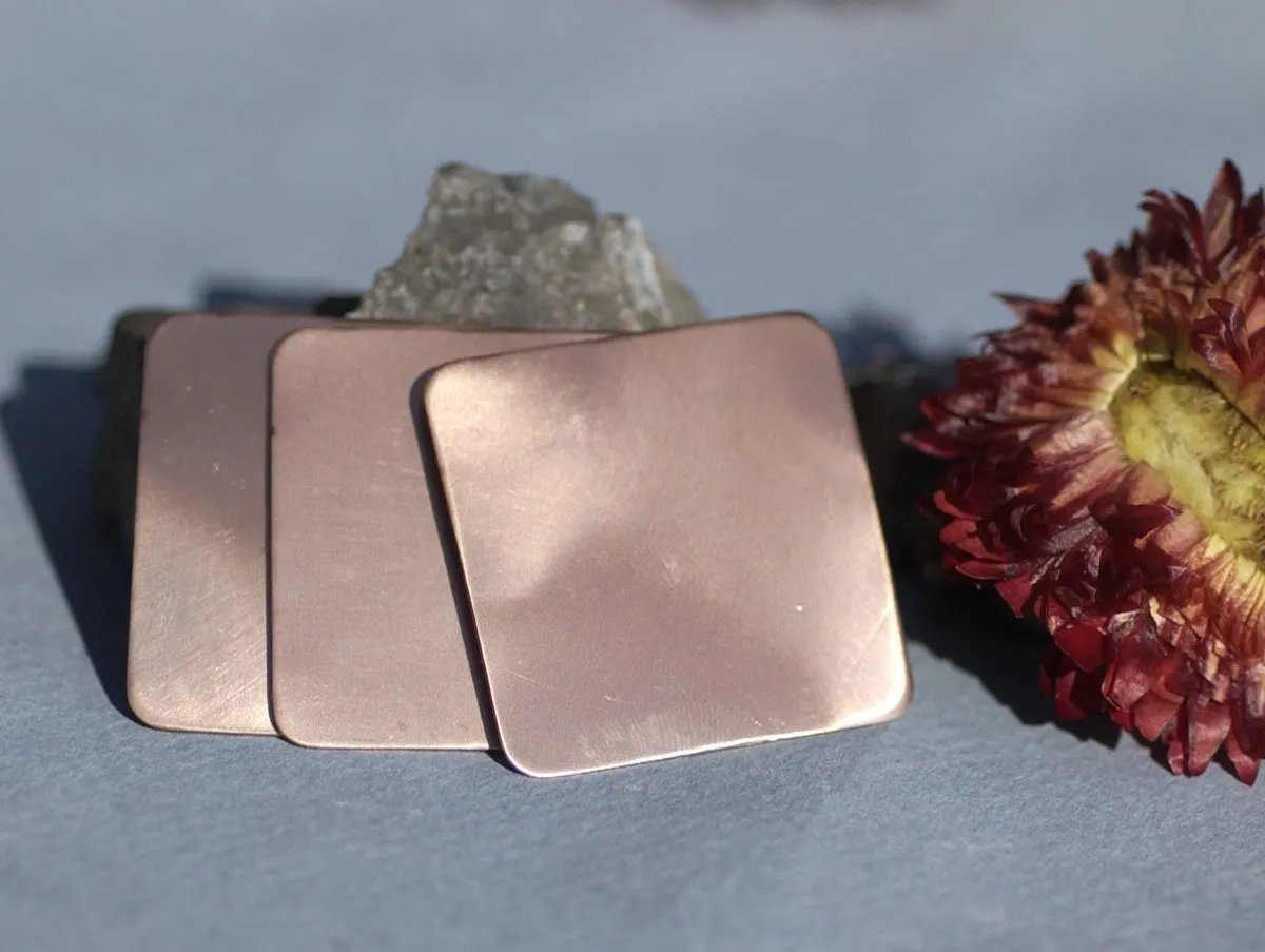 Copper Square Stamping Blank 32mm Squares Big for Enameling Stamping Texturing Blanks - 4 pieces