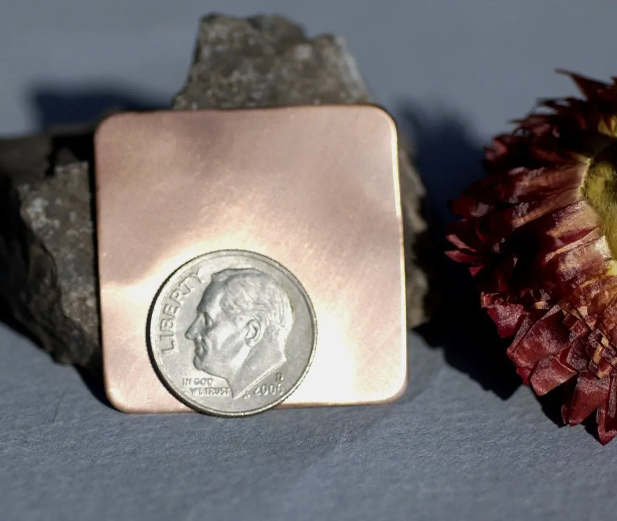 Copper Square Stamping Blank 32mm Squares Big for Enameling Stamping Texturing Blanks - 4 pieces