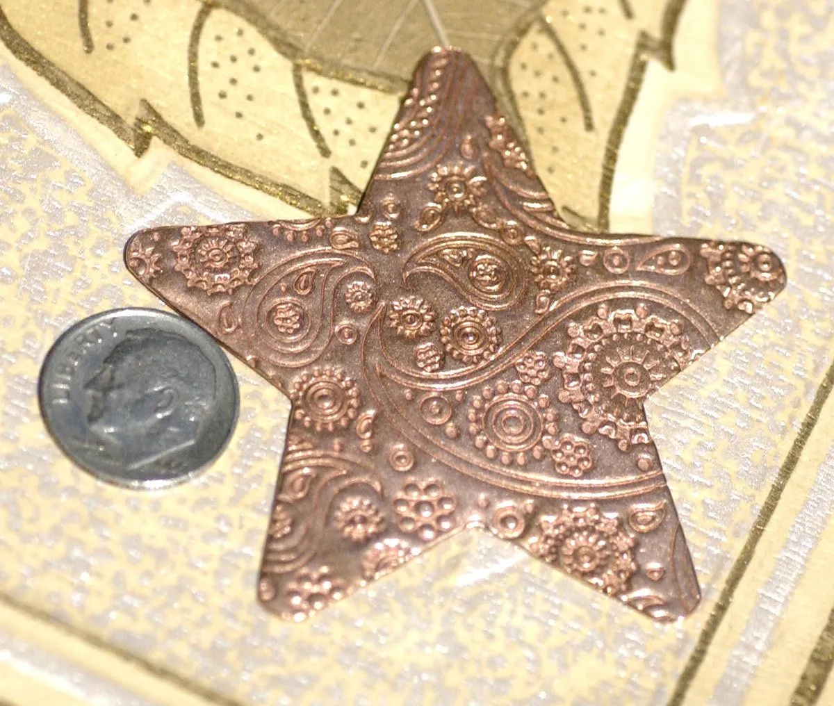 Copper Star Blank 20 Gauge Paisley Pattern Copper Stamping Blank Cutout for Enameling
