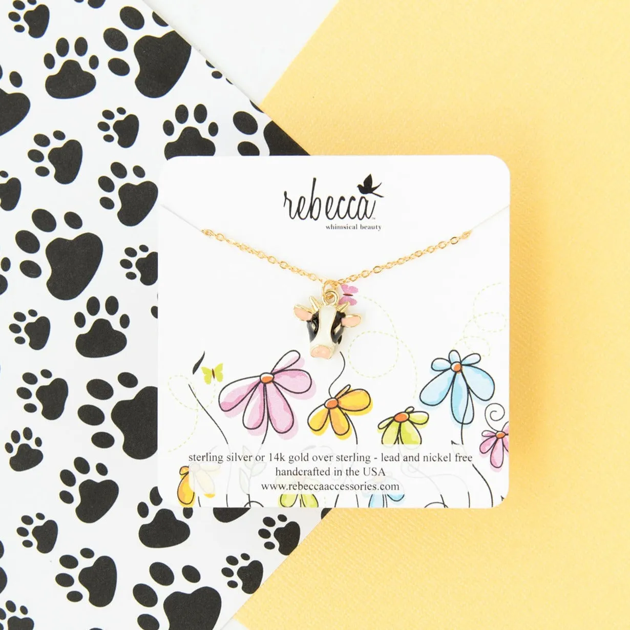 Cow Enamel Charm Necklace Children’s Jewelry
