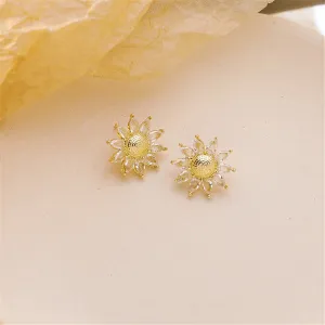 Crystal & 18K Gold-Plated Sunflower Stud Earrings