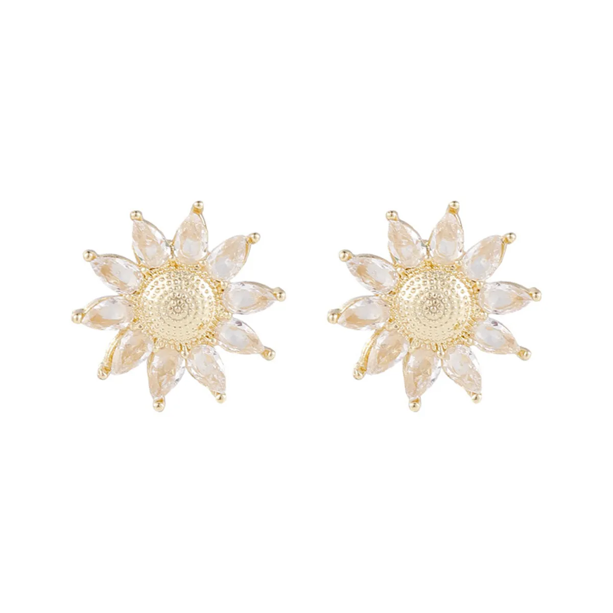 Crystal & 18K Gold-Plated Sunflower Stud Earrings