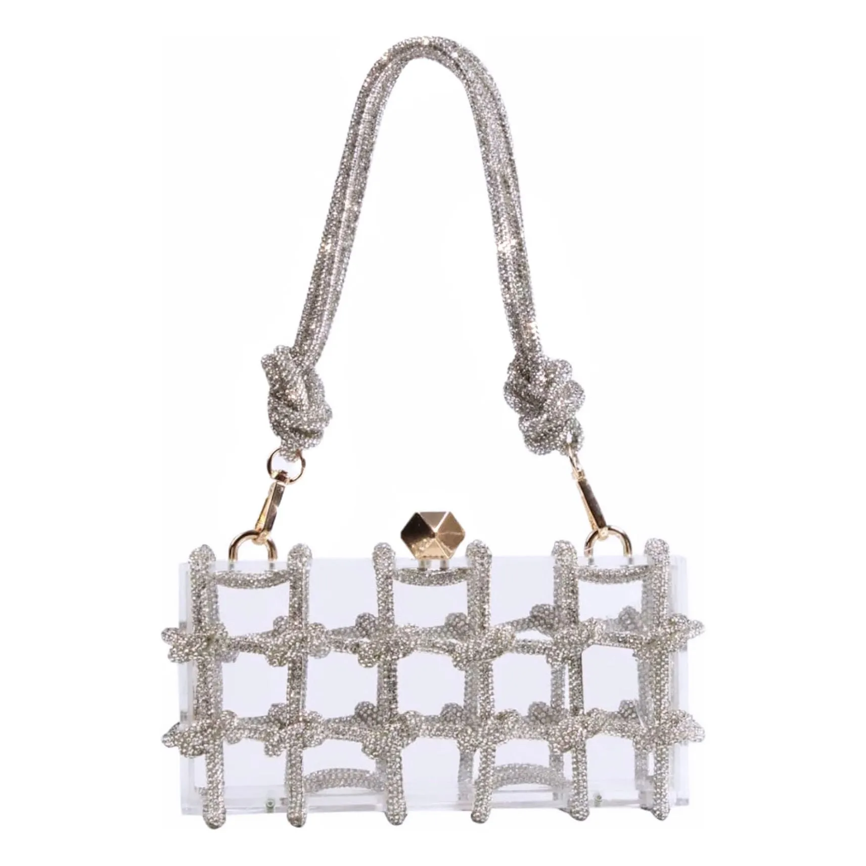 Crystal Knot Statement Bag ( All Silver)