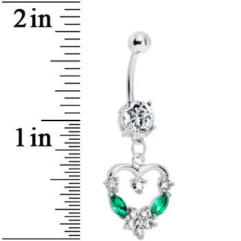 Crystalline Gem Heart Wreath Belly Ring