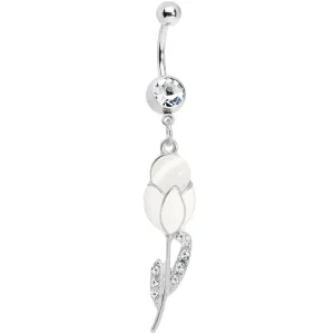 Crystalline Gem Tulip Globe Flower Belly Ring