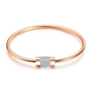 Cubic Zirconia & 18K Rose Gold-Plated Coil Bracelet