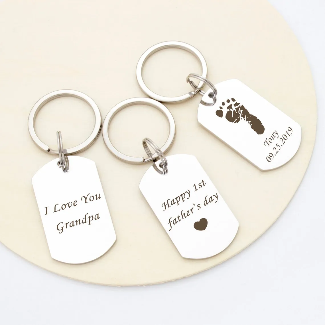 Custom Baby Footprint Keychain