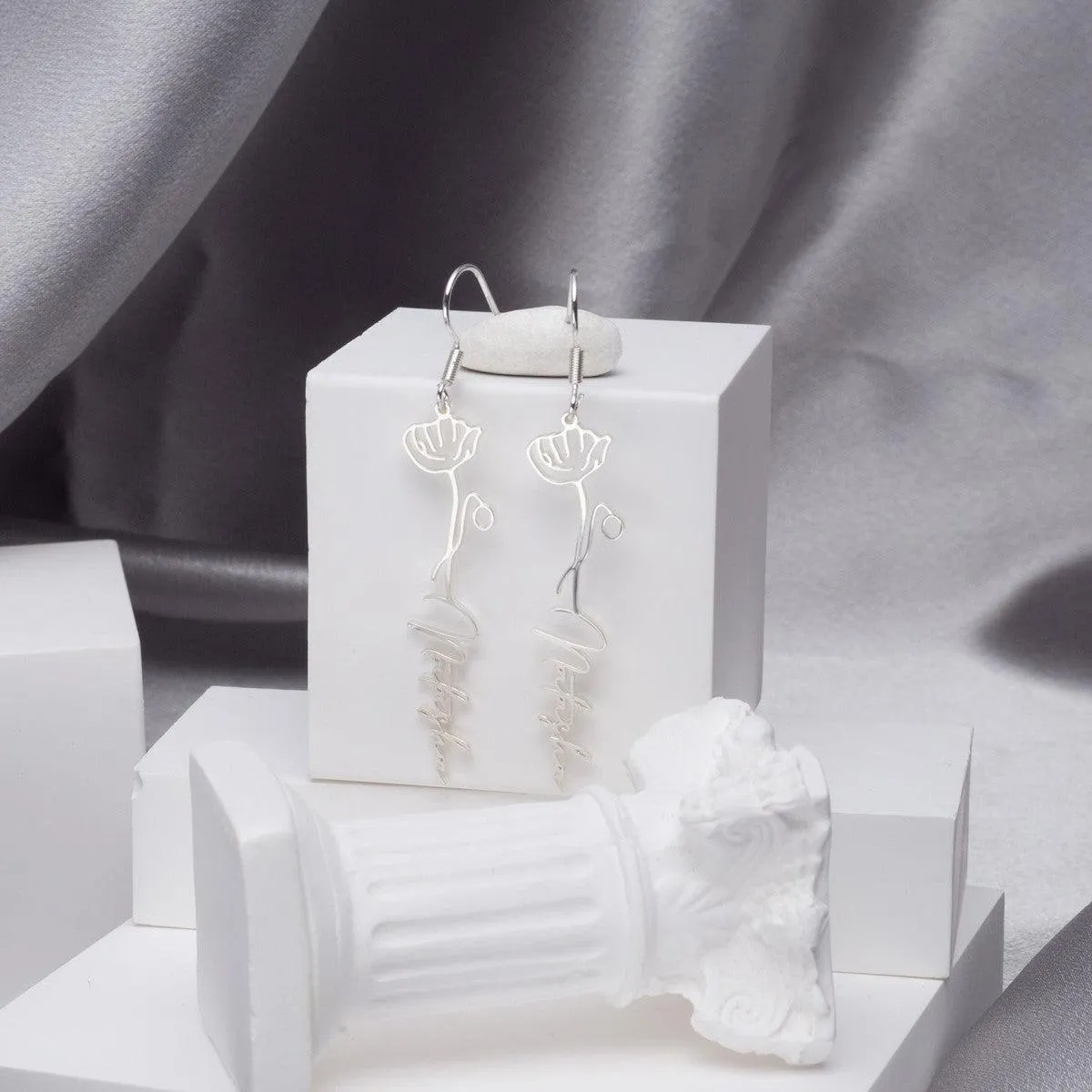 Custom Floral Earrings Hoop