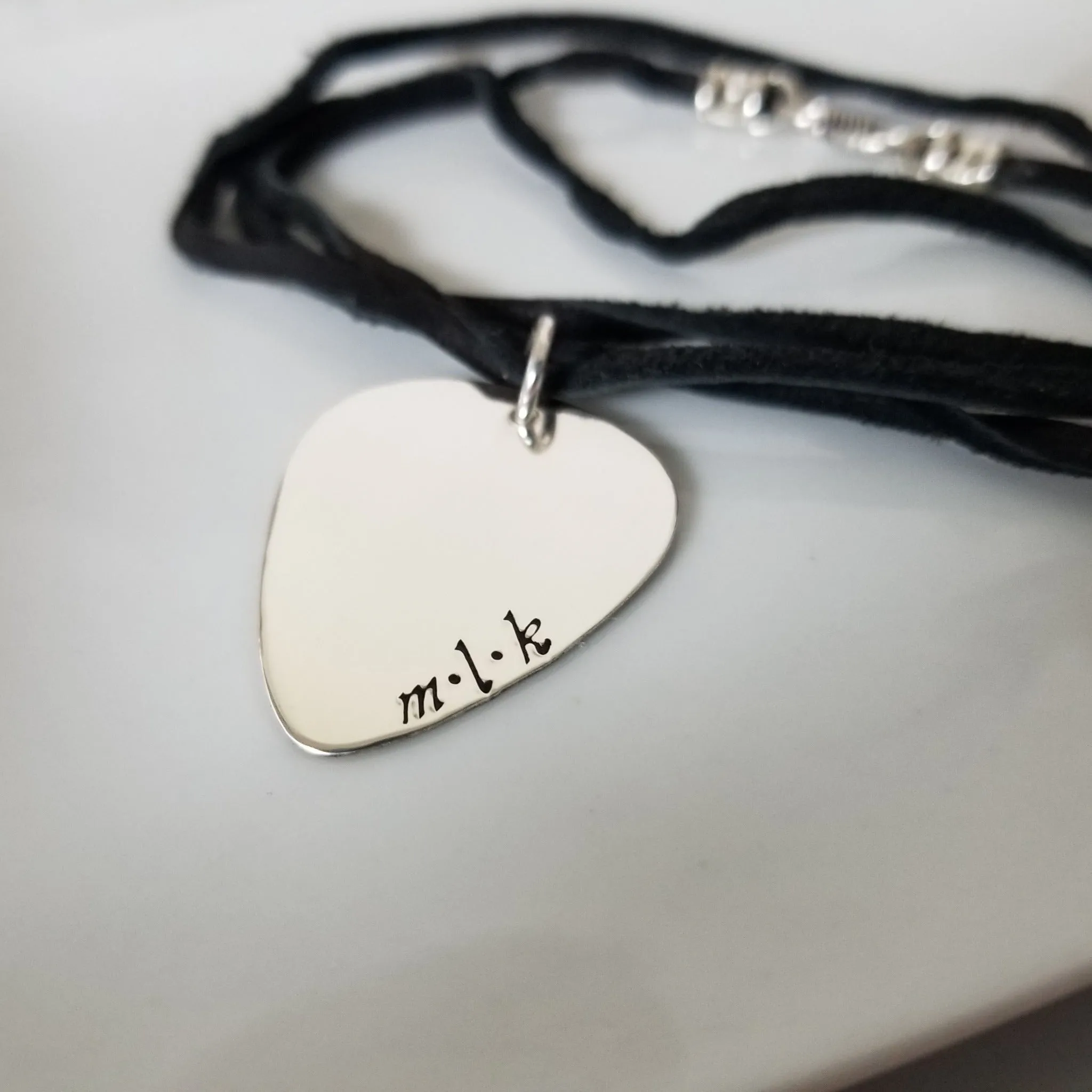 Custom Guitar Pick Necklace - Sterling Silver