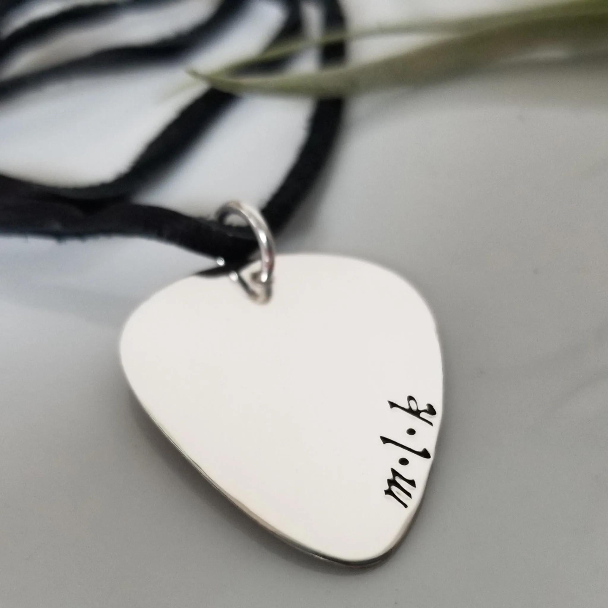 Custom Guitar Pick Necklace - Sterling Silver