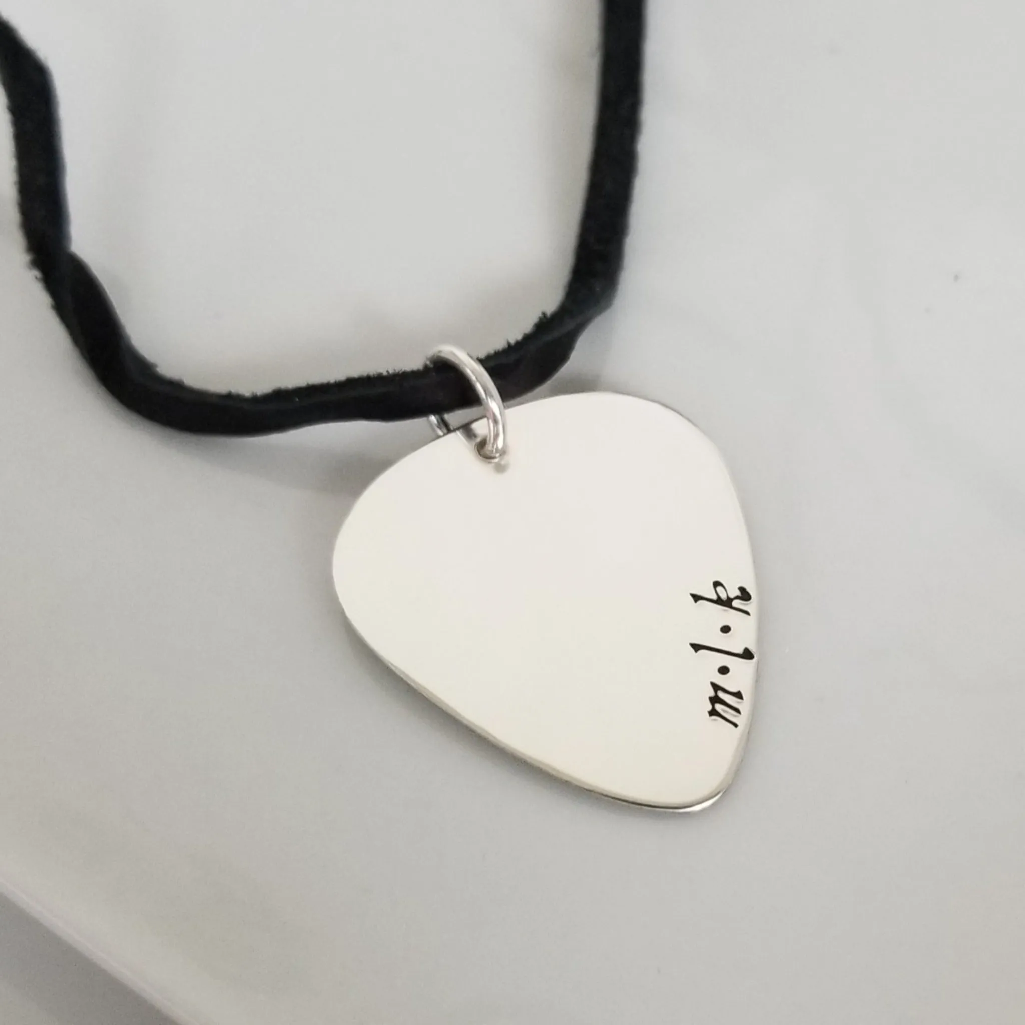 Custom Guitar Pick Necklace - Sterling Silver