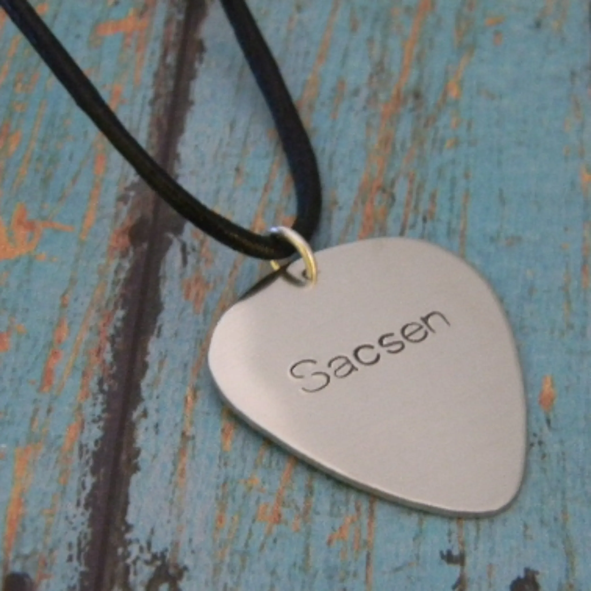Custom Guitar Pick Necklace - Sterling Silver