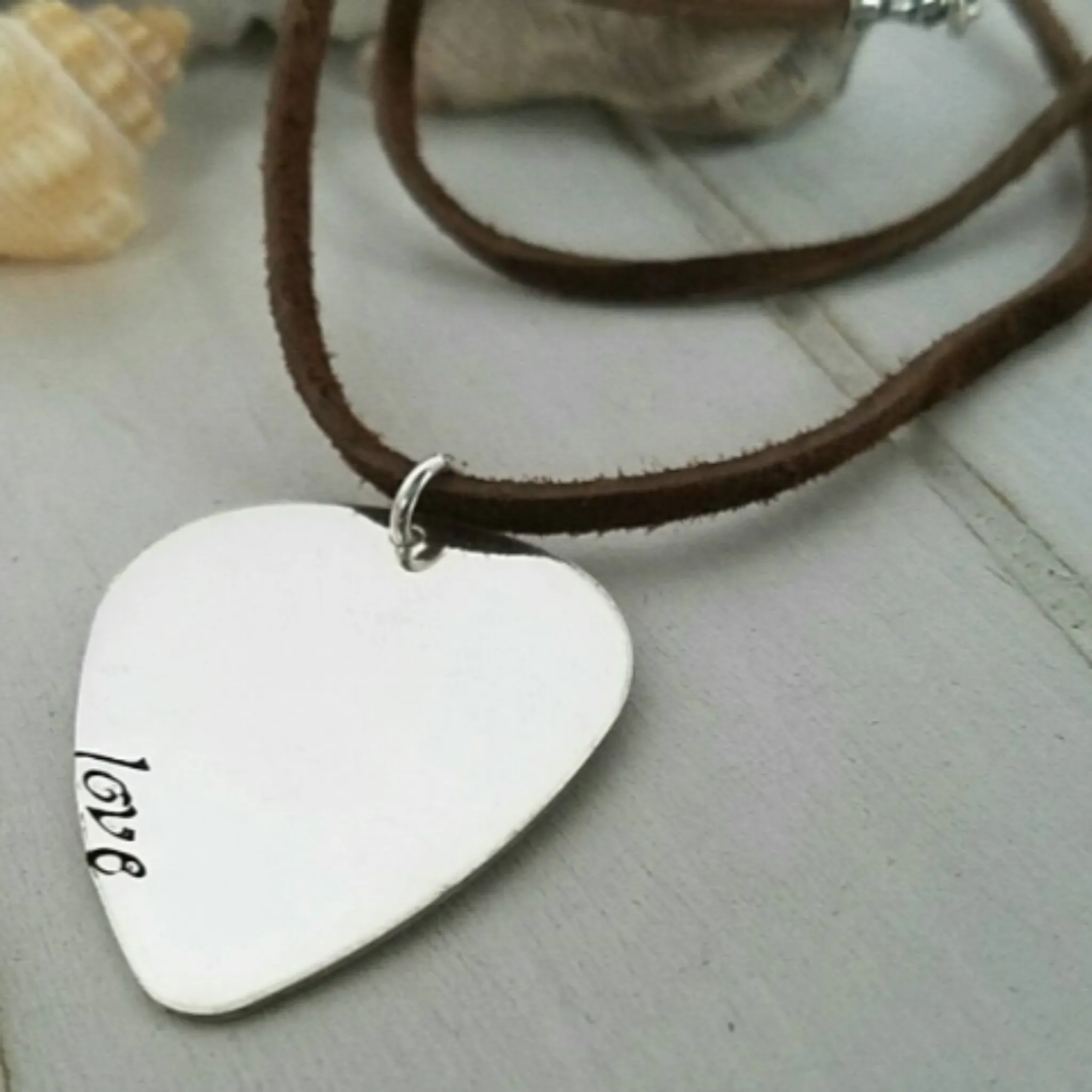 Custom Guitar Pick Necklace - Sterling Silver
